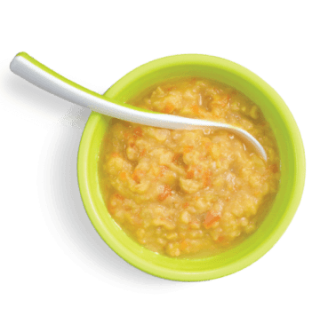 Papa de Tilápia, Lentilha, Macarrão, Cenoura e Acelga