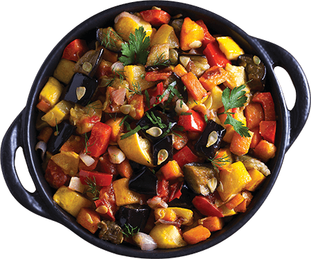 Salada de berinjela e castanha-do-pará