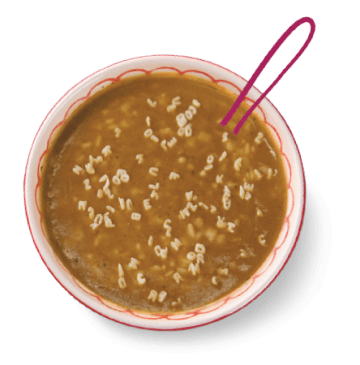 Papa de Feijão, Frango, Macarrão, Cenoura e Espinafre