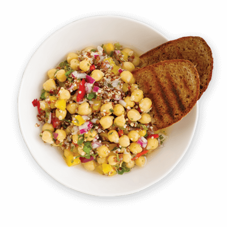 Salada de soja, ervilha e grão-de-bico