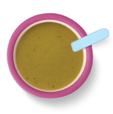 Papa de Lentilha, Carne, Mandioca, Abobrinha e Couve